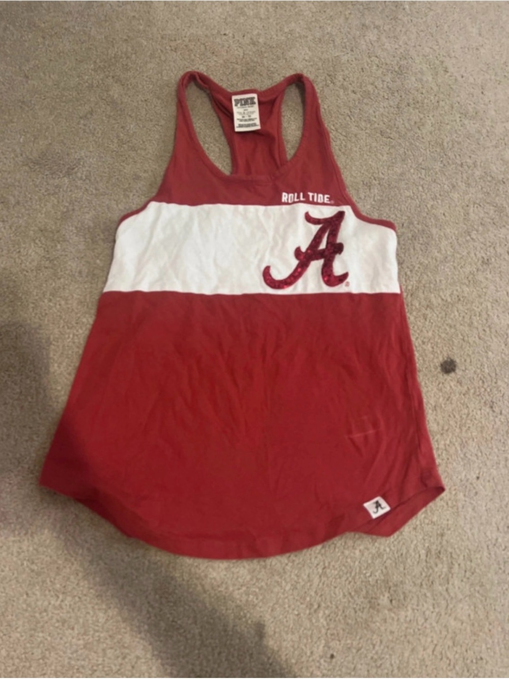 PINK Victoria's Secret Crimson and White Alabama Racerback Tank